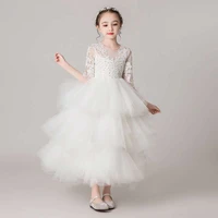 312years little girls noble handmade evening holiday party white dresses children birthday costumes baby communion holy dress