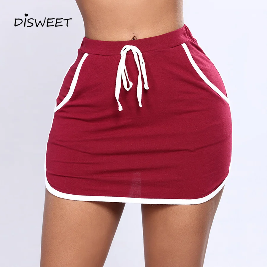 Повседневная Женская юбка модные однотонные мини юбки с высокой талией летние
