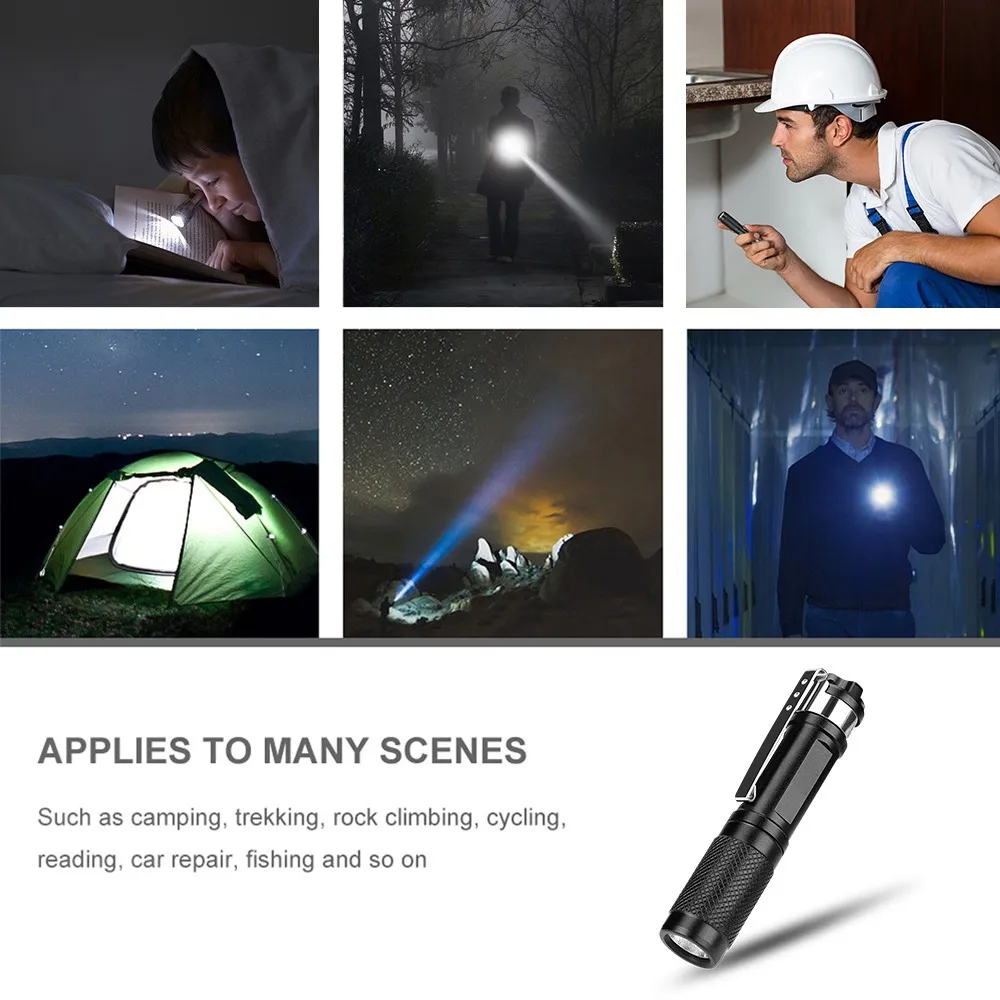 

Waterproof Mini Portable Penlight LED Flashlight Torch Pocket Light Lantern AAA Battery Powerful Led For Hunting Waterproof