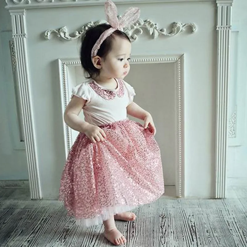 Детская футболка с блестками и юбка костюмы для маленьких девочек принцесса до