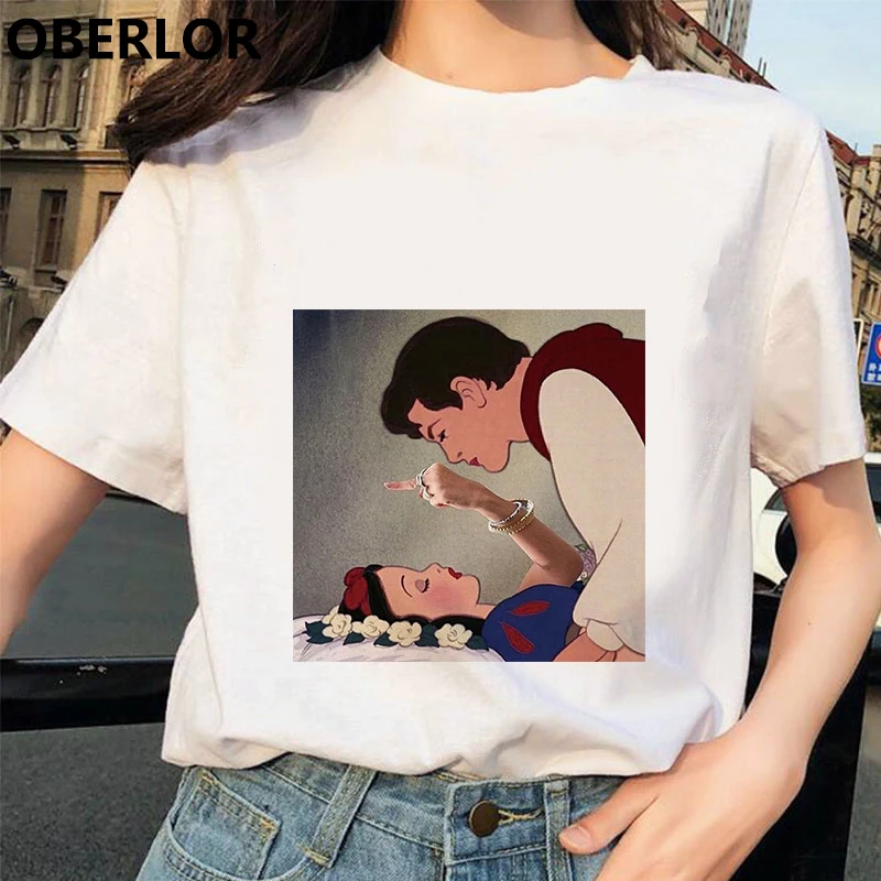 500551 Camisetas Verano Mujer футболка принцессы с принтом Золушки женская летняя белая с коротким рукавом Harajuku Эстетическая одежда - Цвет: 500551