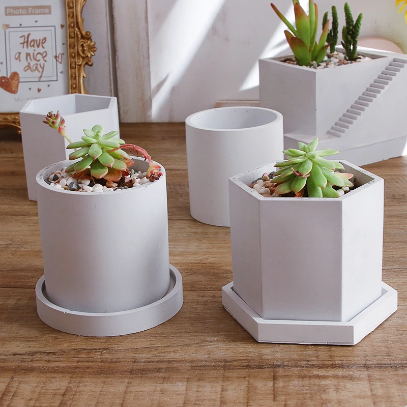 Силиконовые формы для бетона цемента горшки DIY круглый ящик комнатных растений