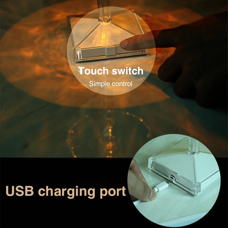 

Crystal Lamp LED Bar Light Reading Lights for Kids Diamond Table Romantic Night Light USB Charging Bedroom Bedside Desk Lamp
