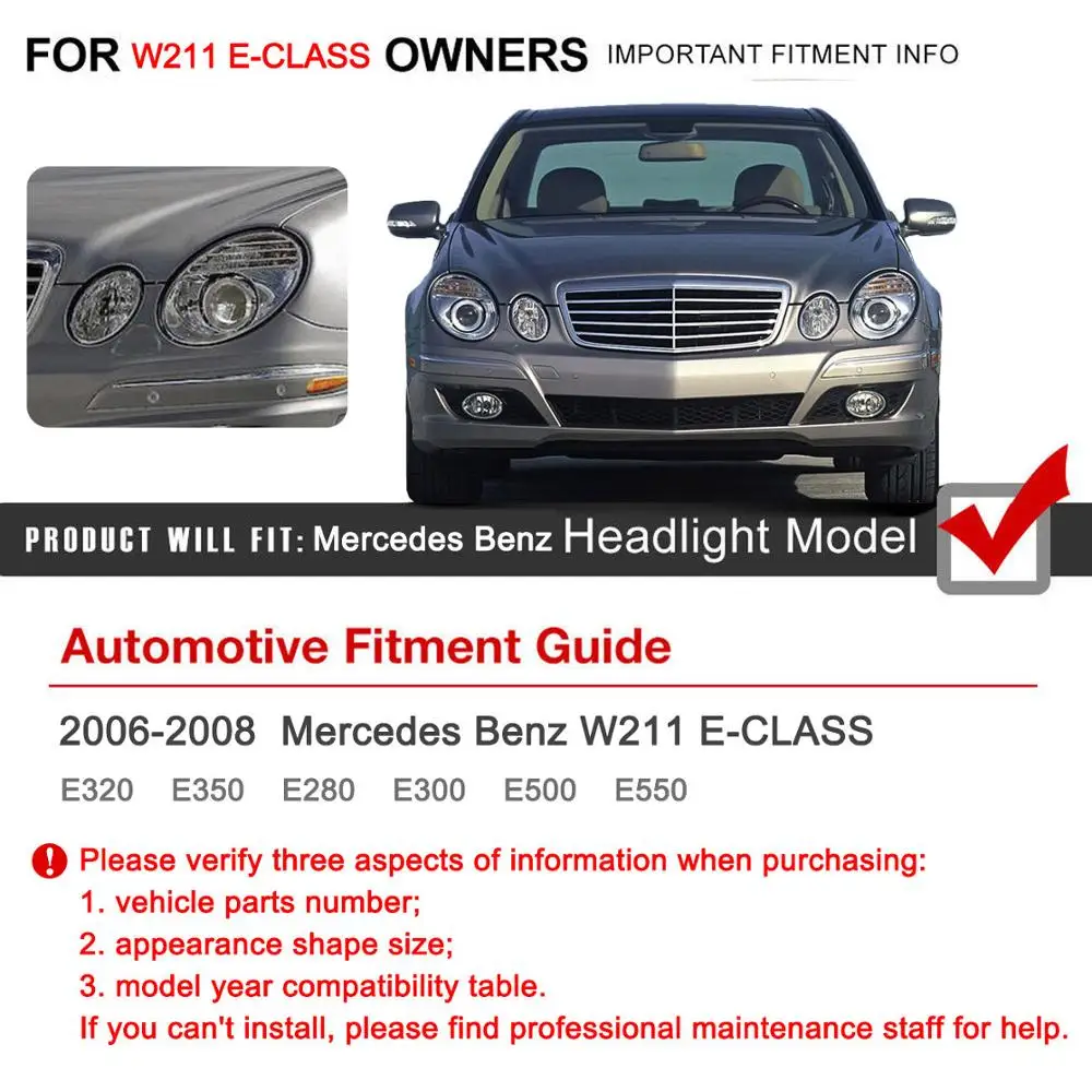 Крышка передней фары для Benz W211 крышка объектива Mercedes E Class E350 E320 E500 2006 2007 2008 PD554 |