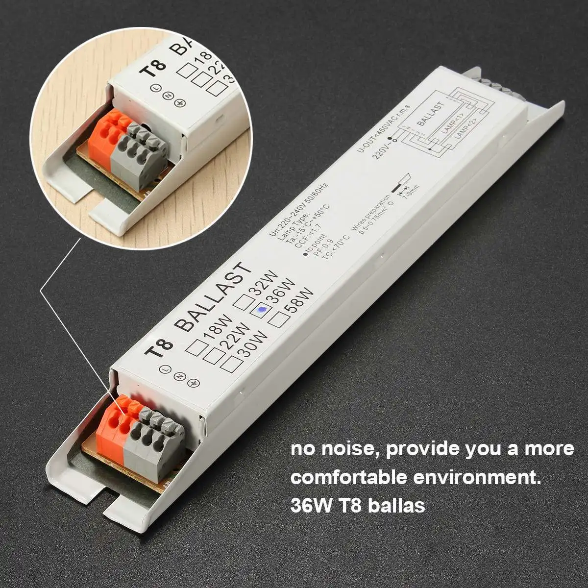 LEORY AC 220-240V 2x36W Wide Voltage T8 Electronic Ballast Fluorescent Lamp Balla