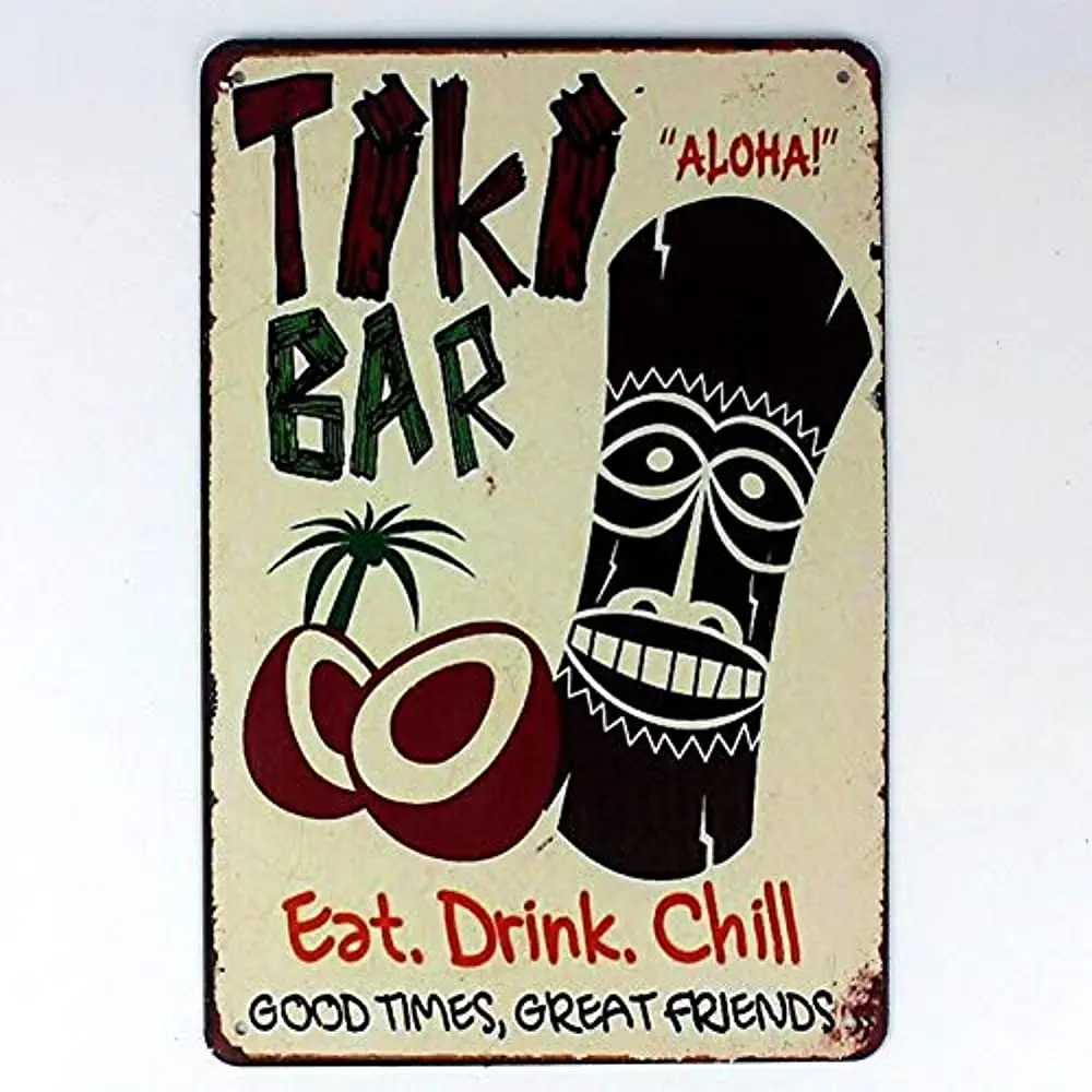 

Tiki Bar Metal Signs Home Decor Vintage Tin Signs Kitchen Decor Farmhouse Bathroom Art Wall Plaques 8x12 Inches
