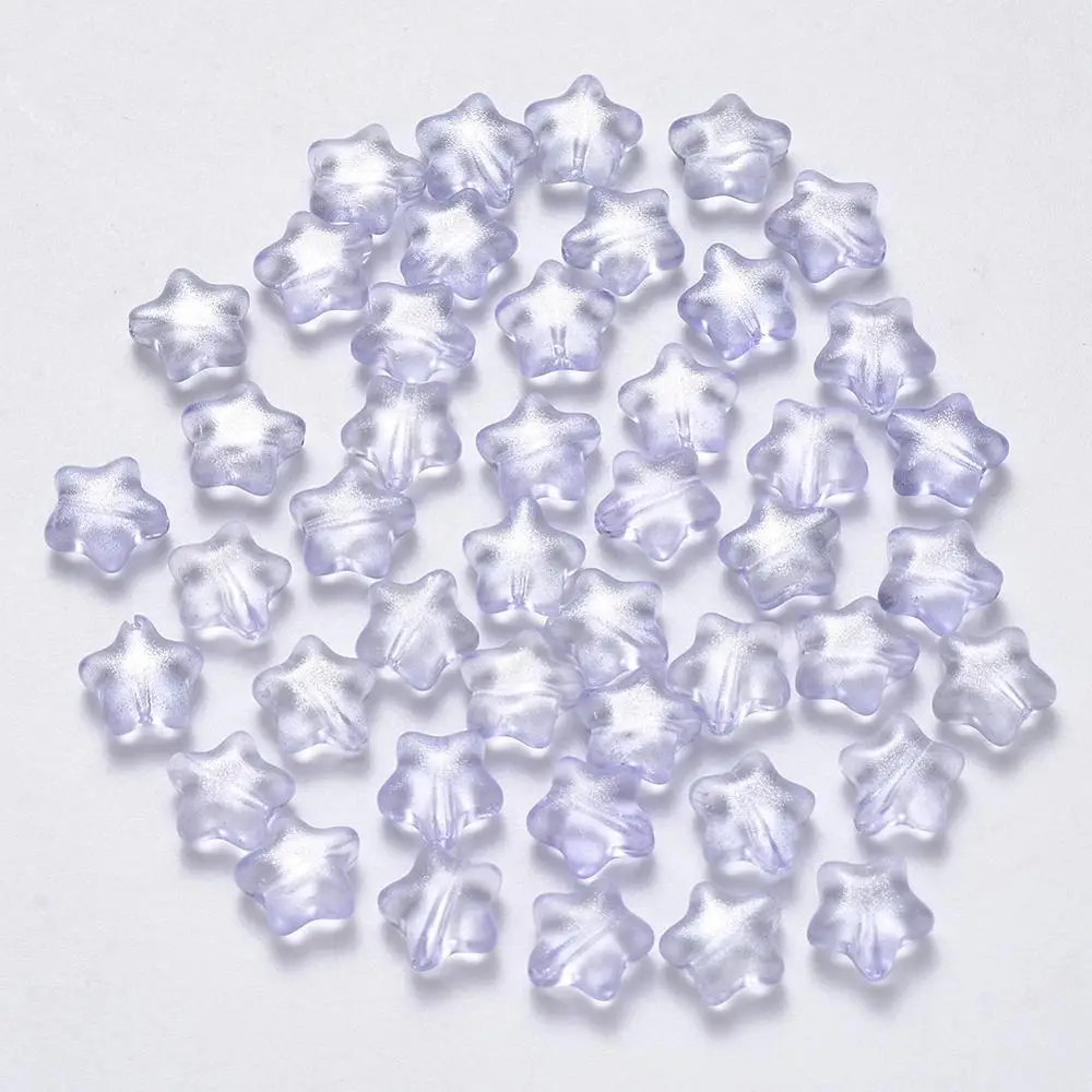 

100pcs Star Glass Beads Spray Painted Spacer Charms for DIY Jewelry Making Necklaces Bracelets