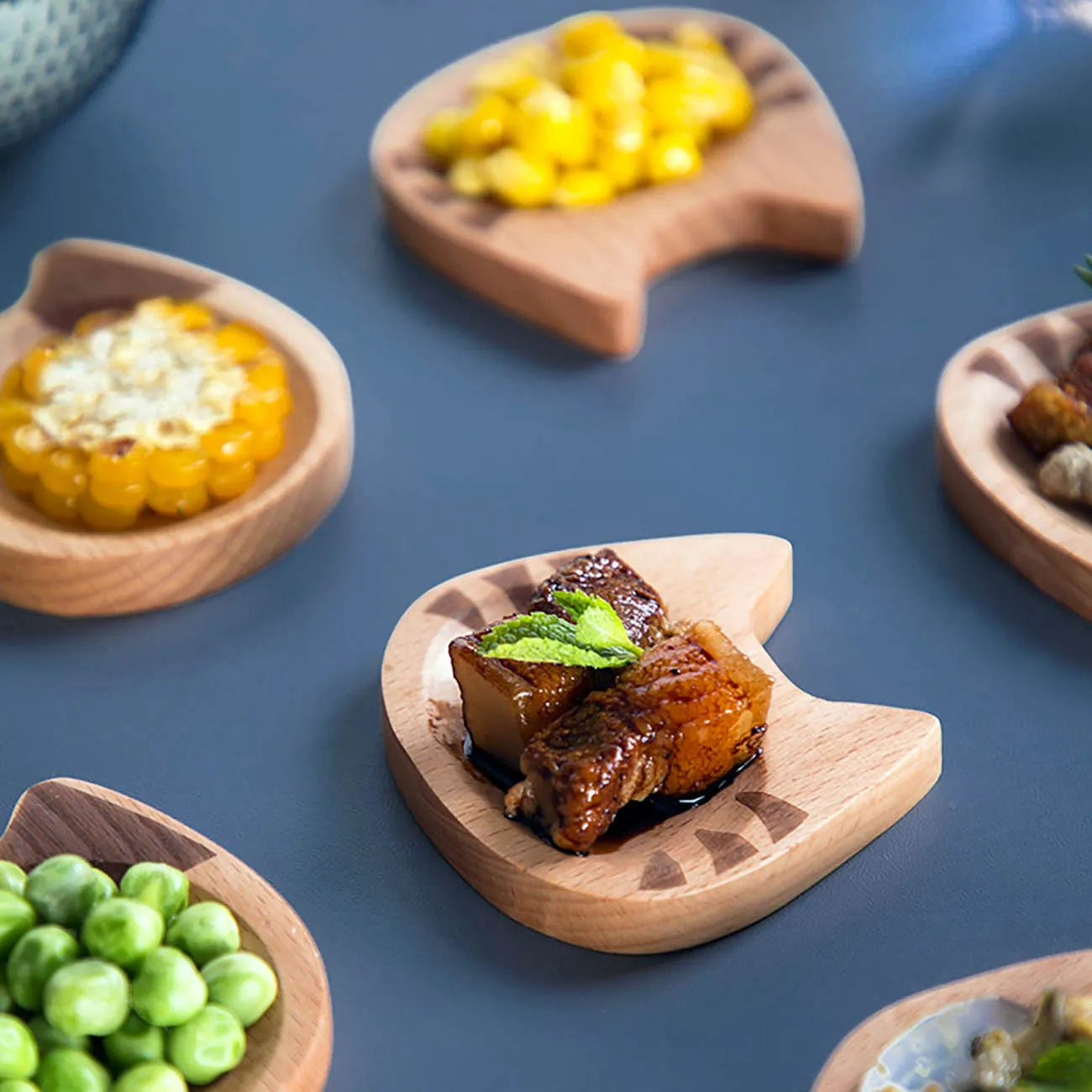 5 шт. в японском стиле бук дерево форма кота соус блюдо кухня маленькие закуски