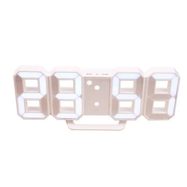 White white 3D светодиодный настенные часы современный дизайн цифровые настольные часы будильник ночник Saat reloj de pared часы для дома гостиной украшения - Цвет: White white