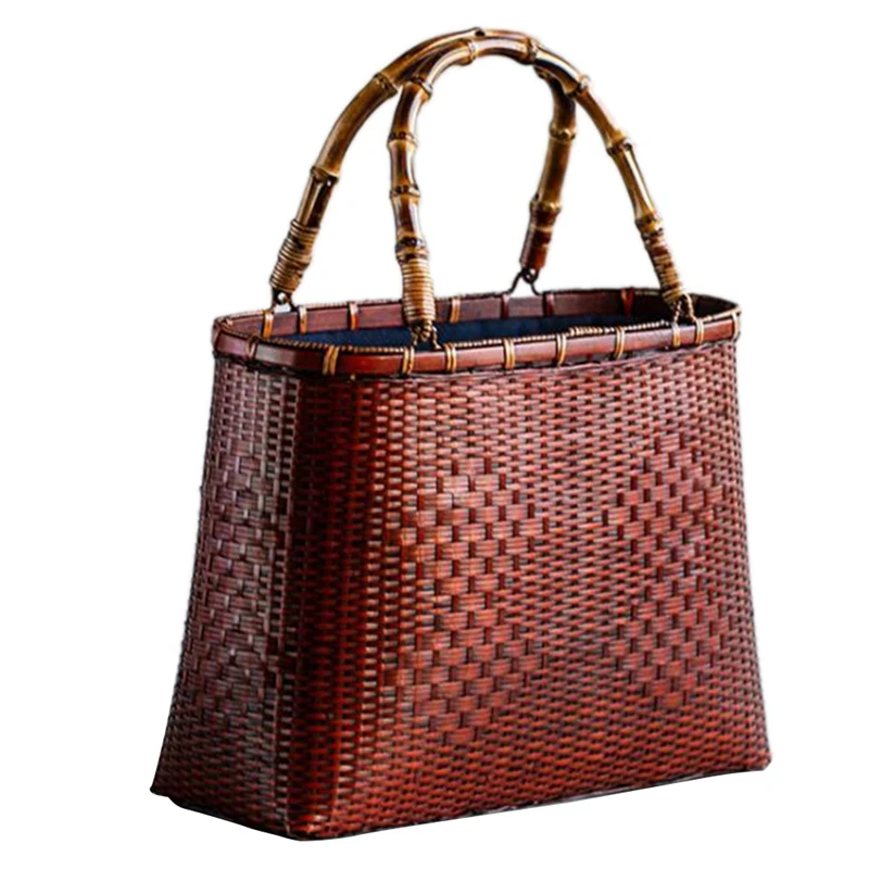 

Винтажная плетеная сумка высокого качества ручной работы, Женская Ретро сумка-тоут, Женская дорожная пляжная сумка