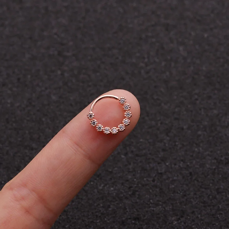 B Rose gold 1 шт. 8 мм розовое золото Тон серьги козелок уютные украшения для ушного пирсинга CZ Пирсинг для ушной раковины - Окраска металла: B Rose gold