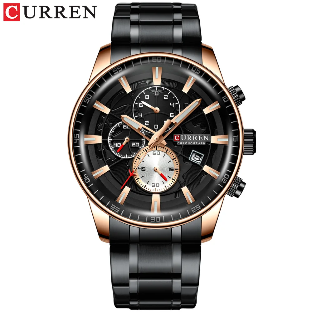 

Mens Watches CURREN New Stainless Steel Top Brand Luxury Multi-function Chronograph Quartz Wristwatch Relogio Masculino 8362