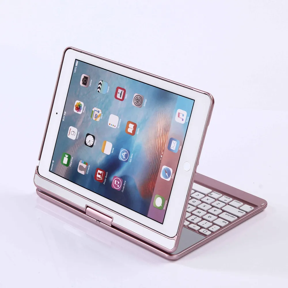 Для iPad Pro 9,7 360 градусов вращение беспроводной Bluetooth клавиатура чехол с 7 цветов светодиодный подсветка