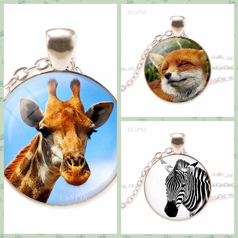 Жираф лиса изображение зебры кулон природа дикий ожерелье с животными ювелирные