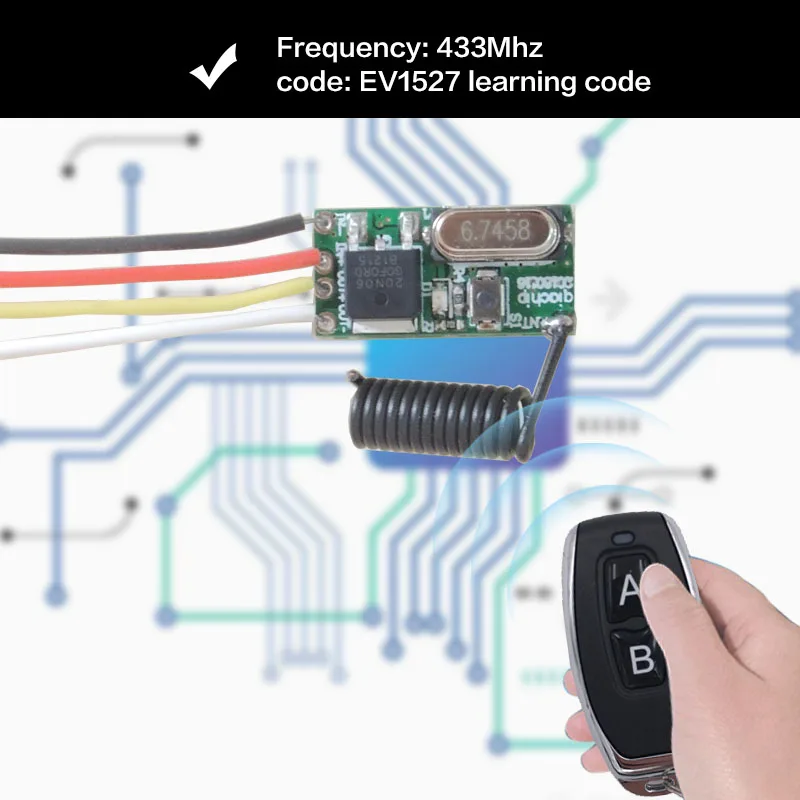 Беспроводной пульт дистанционного управления 5 В 2 А 433 МГц 1 канальный приемник и