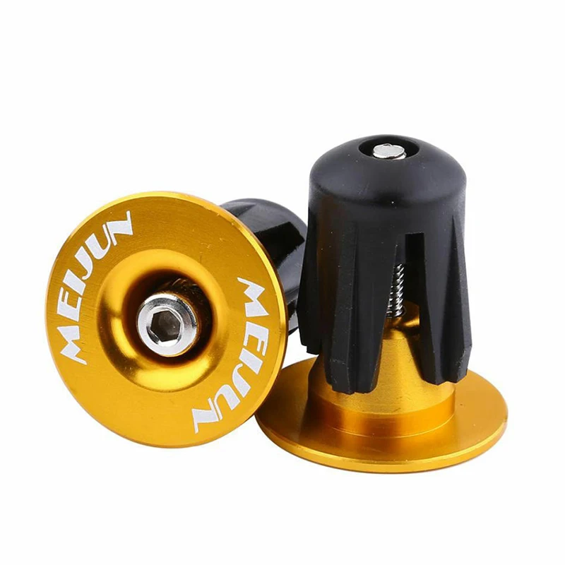 Gold MEIJUN, 1 пара, велосипедная ручка, Торцевая крышка, алюминиевый сплав, MTB, руль, ручки, заглушки, крышка s для рулевой аксессуар для велосипеда - Цвет: Gold
