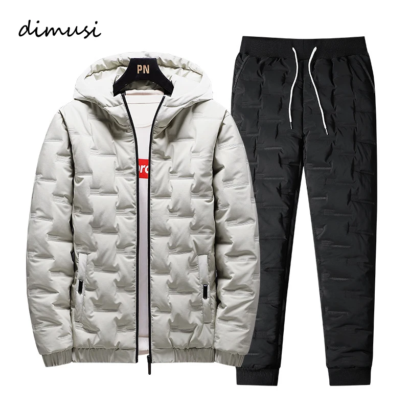 

DIMUSI/зимний мужской комплект, верхняя одежда, толстовка + спортивные штаны, костюм, повседневный теплый комплект из 2 предметов, парки, тонкие ...