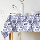 Французский классический узор холст De Jouy темно-синий дельф синий Королевский корт элегантная женская скатерть водостойкая Обложка для мебели