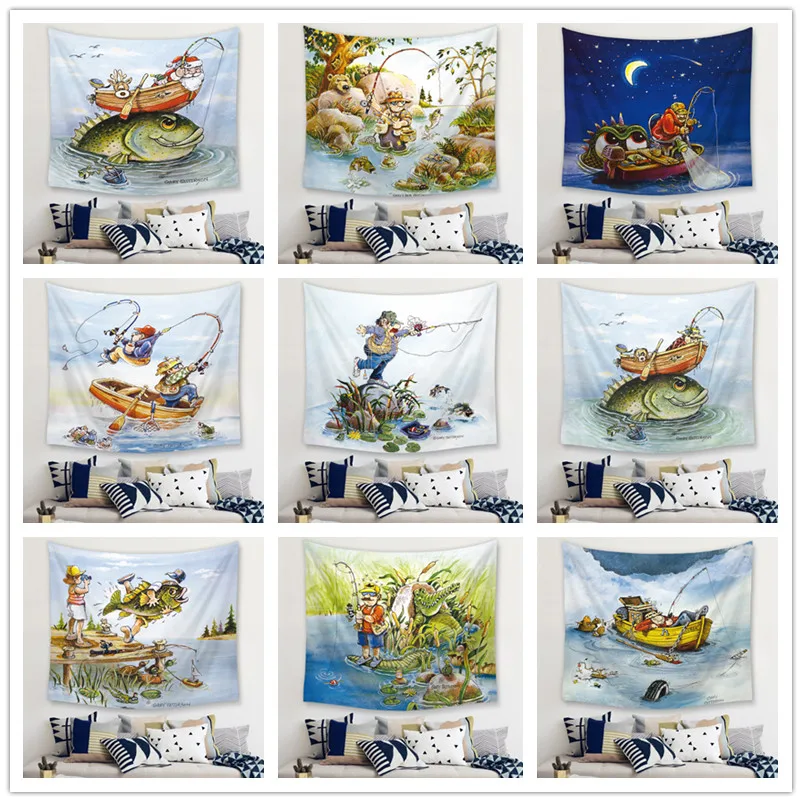 Мультяшный стиль хиппи-гобелен настенный гобелен с мандалой задний план Декор