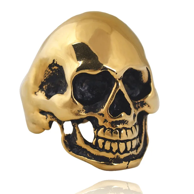 Мужское Винтажное кольцо с черепом черное/золотое/серебряное из нержавеющей