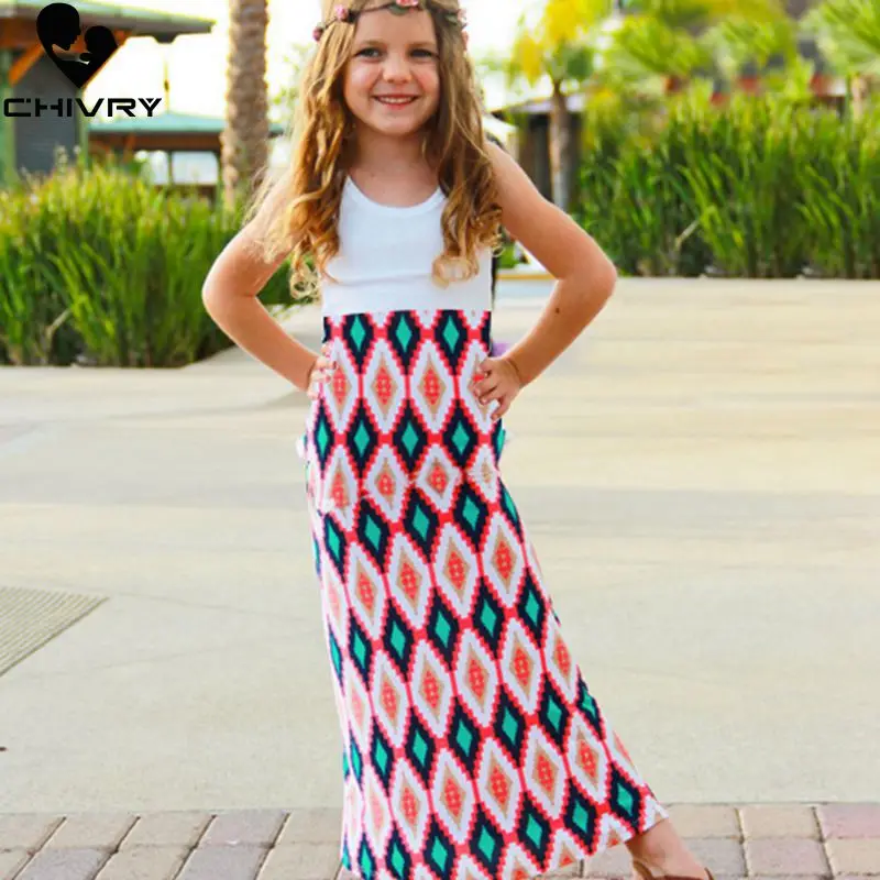 

Chivry 2020 New Mother Daughter Dresses Sleeveless Patchwork Print Long Dress Mom and Daughter Sundress Family Matching Clothes