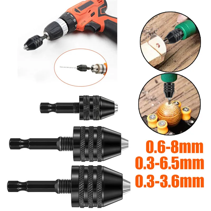 

1Pc 6.35mm Keyless Drill Chuck Screwdriver Impact Driver Adaptor 1/4 '' Hex Shank Drill Bit Tool Quick Change Convertor Adapter