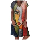 Размера плюс 5xl летние платья 3d абстрактным принтом Футболка с коротким рукавом и v-образным вырезом, мини-платье, платье для выходного дня халаты Открытое платье без рукавов Vestido де Mujer 2021