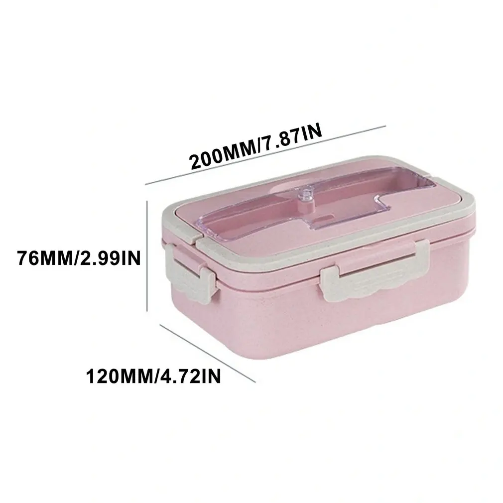 

Wheat Straw With A Fork And Spoon Student Compartment Lunch Box Can Microwave Lunch Fresh-keeping Case