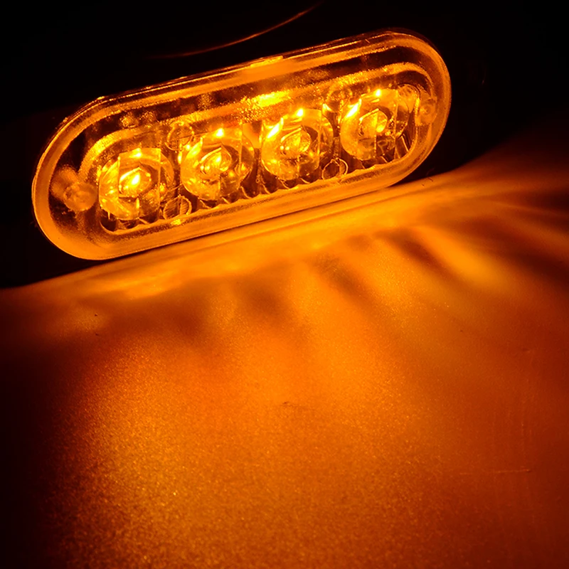

Mayitr 4pcs 12W 4LED Yellow Strobe Warning Light Bar Side Lamp For 12V-24V Car Truck Van SUV Accessories