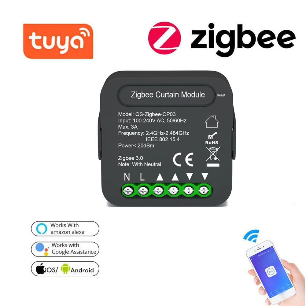 

Умный модуль занавесок Tuya ZigBee, модуль для модификации домашних штор, дистанционное управление через приложение, работает с Alexa Google Home