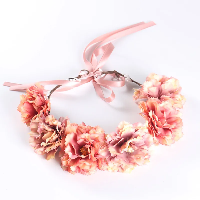 Новый богемный стиль большие ткани искусственные пионы лента украшение для