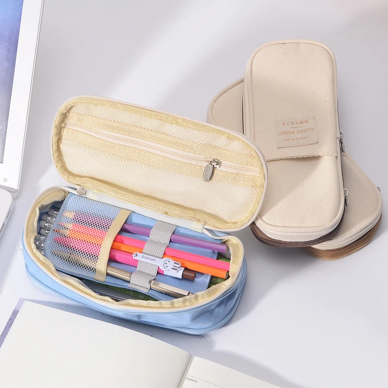 Карандаш высокого качества чехол Макарон цвет холст стрейч большой двухъярусный