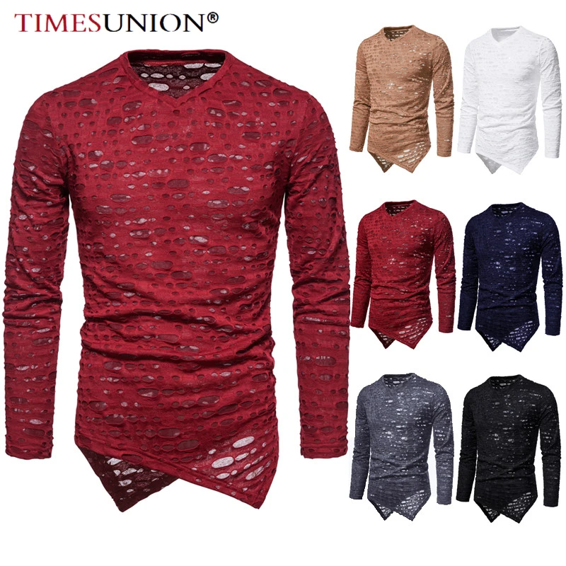 

Мужская футболка с длинным рукавом и V-образным вырезом, 6 цветов