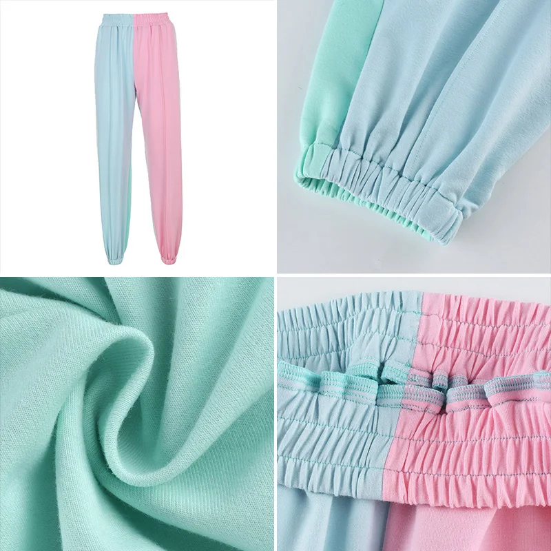 

Autumn Panelled Tracksuit Women Jogger Sweatpants Patchwork High Waist Female Trousers Hip Pop Streetwear Casual Ladies Pants