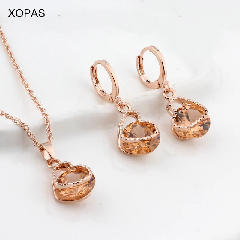 Комплект вечерние колье и серёг цвета розового золота 585 пробы|Ювелирные наборы| |