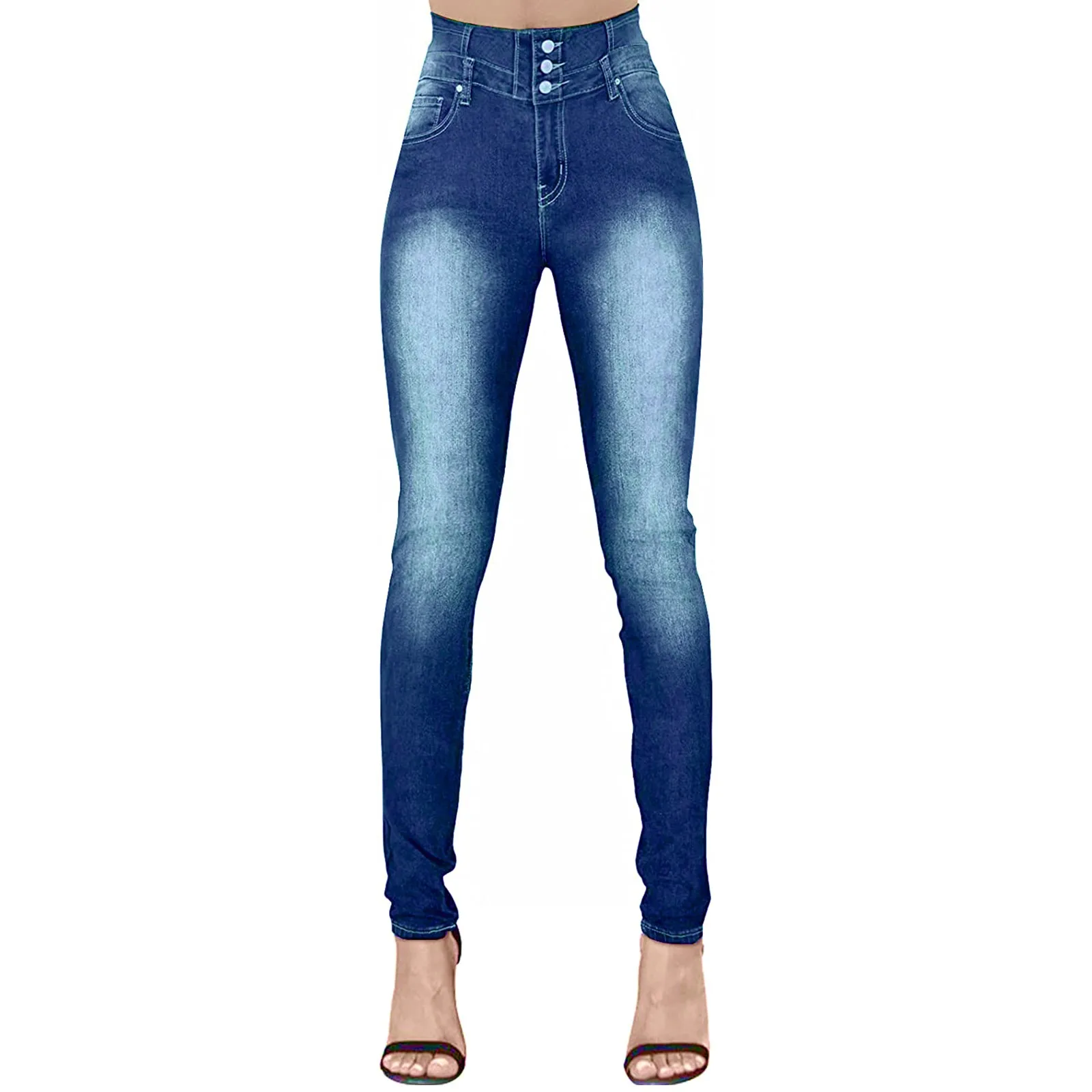 

Винтажные женские джинсы с завышенной талией, повседневные тонкие джинсовые Стрейчевые пикантные облегающие узкие джинсы на пуговицах, бр...