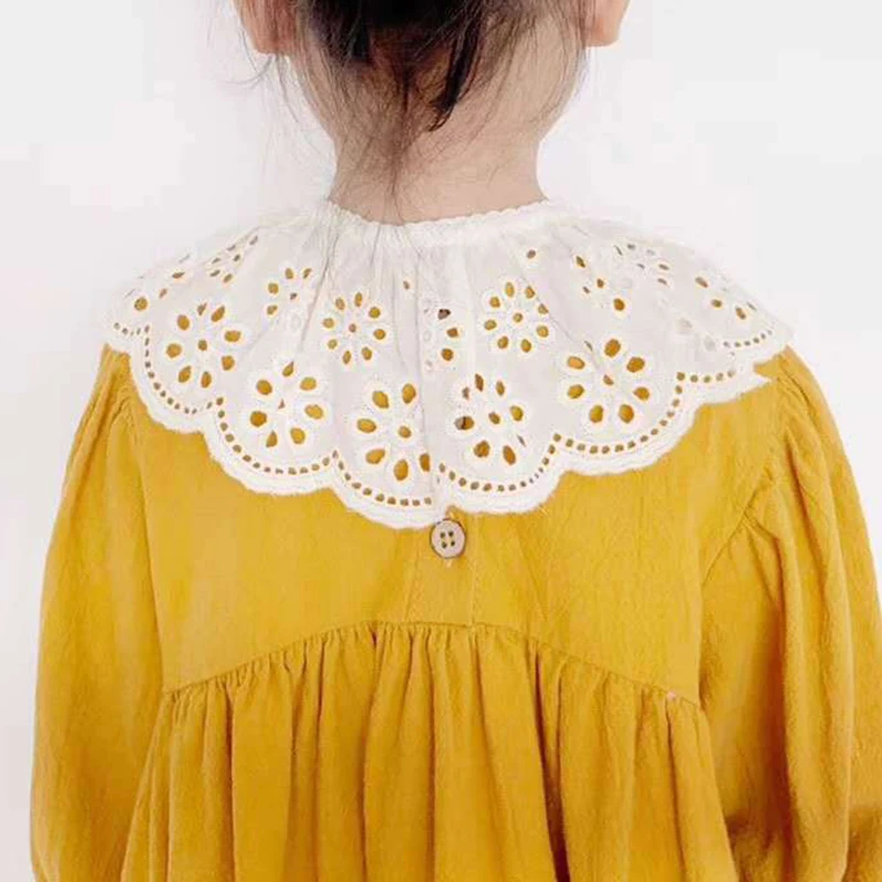 Женская детская шаль воротник кружевной отворот однотонная ажурная рубашка