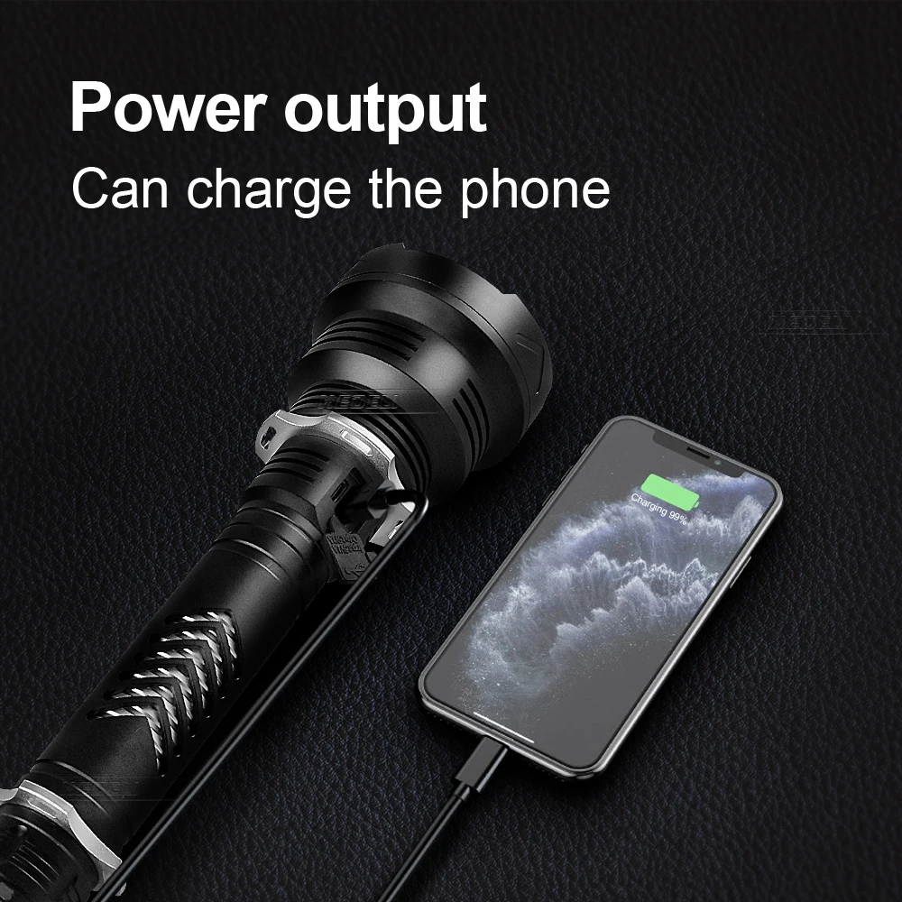 Самый мощный яркий светодиодный фонарик XHP170 для охоты с USB-зарядкой фонарь XHP90
