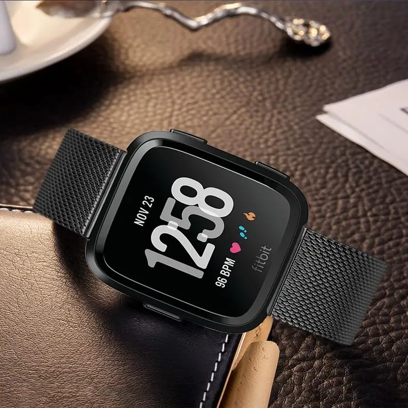 Ремешок для часов Миланская петля ремешок + двойной замок застежка Fitbit Versa/2/Lite/SE