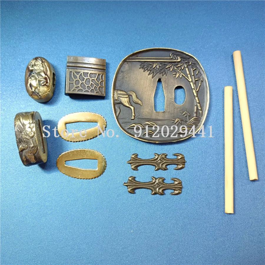 Набор японских защитных мечей для Катаны/вакидзаси фитинги из сплава Tsuba + Menuki Fuchi