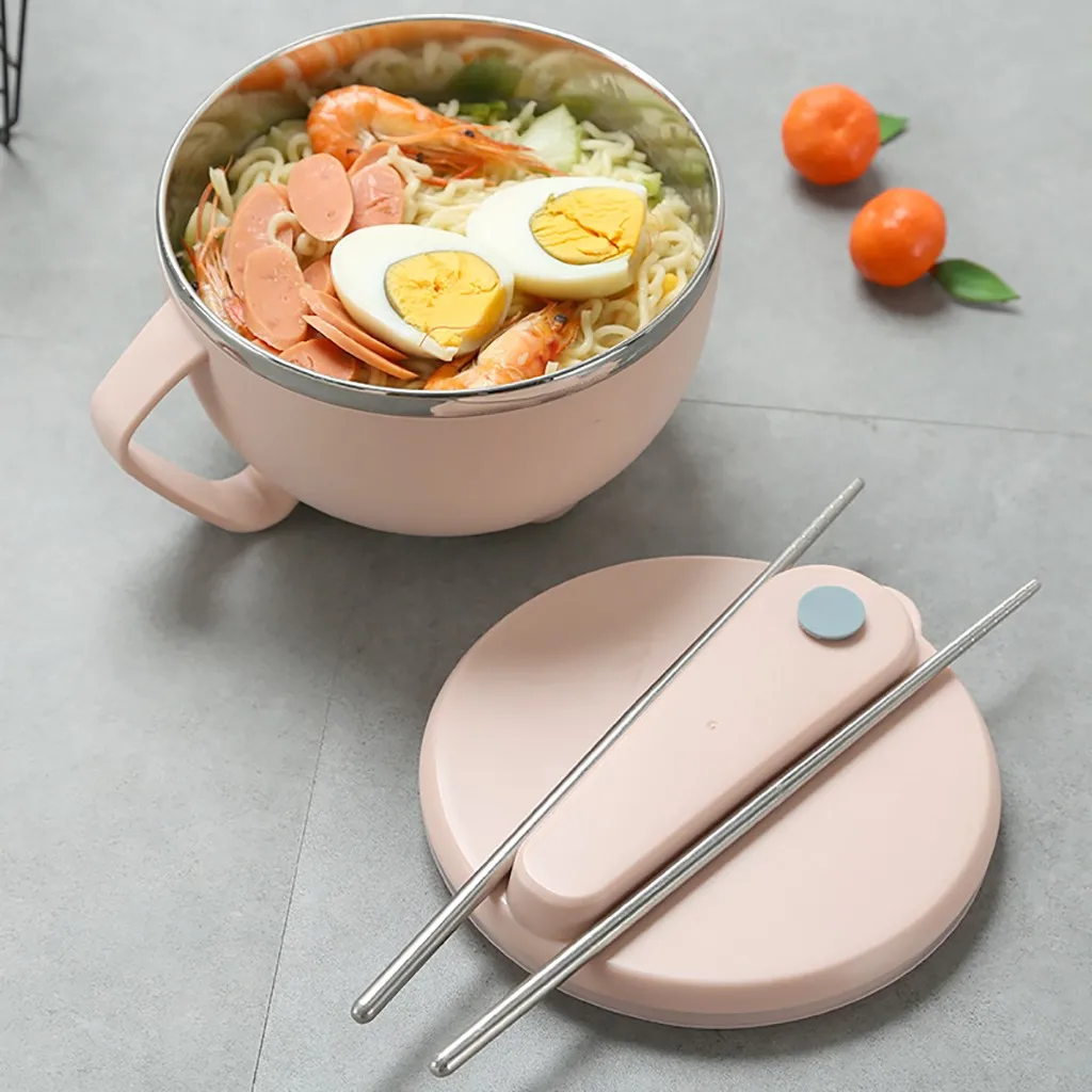 Портативный контейнер для пикника из нержавеющей стали миска лапши с ручкой еды