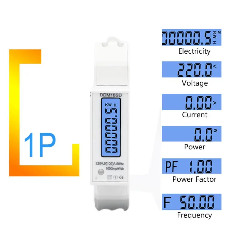 5(100A) однофазный Din рейка RS485 Modbus RTU счетчик энергии кВт/ч ватт энергии|Измерители