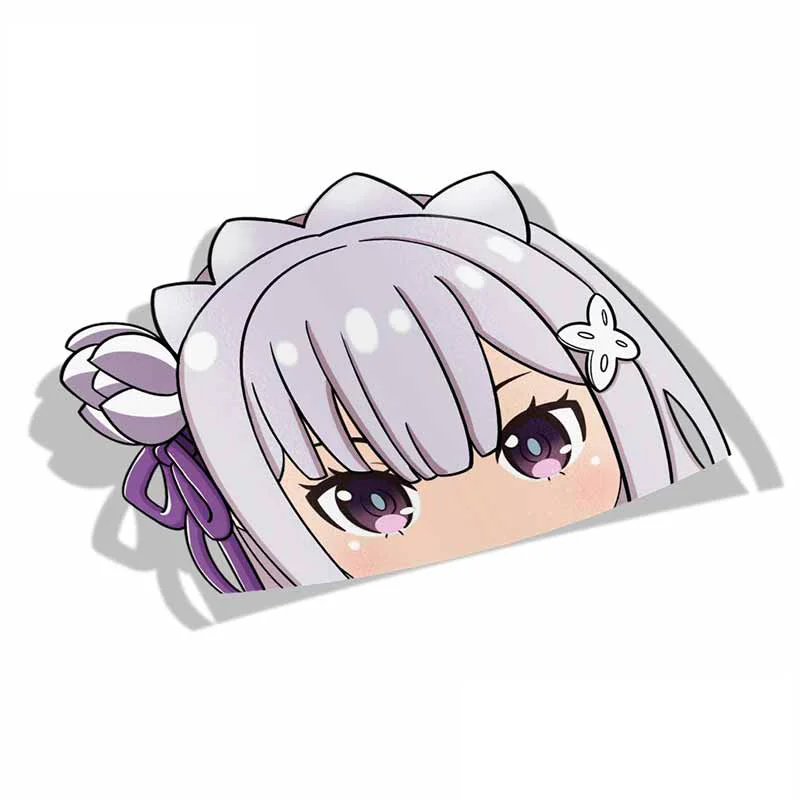 

Cartoon Car Sticker for Emilia Re Zero Peeker Big Head Anime Vinyl JDM Window Trunk Laptop Wall Decal KK13*13cm