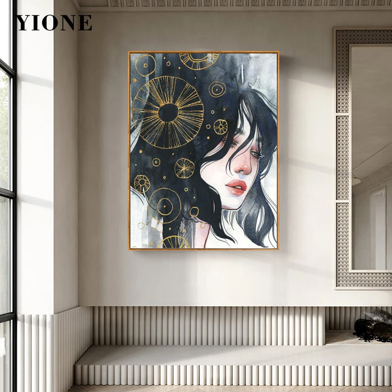 

Nordic Fairy Tale Girl Starry Sky Man Posters and Prints Wall Art Abstract Figure Canvas Picture for Bedroom Decoration Painting