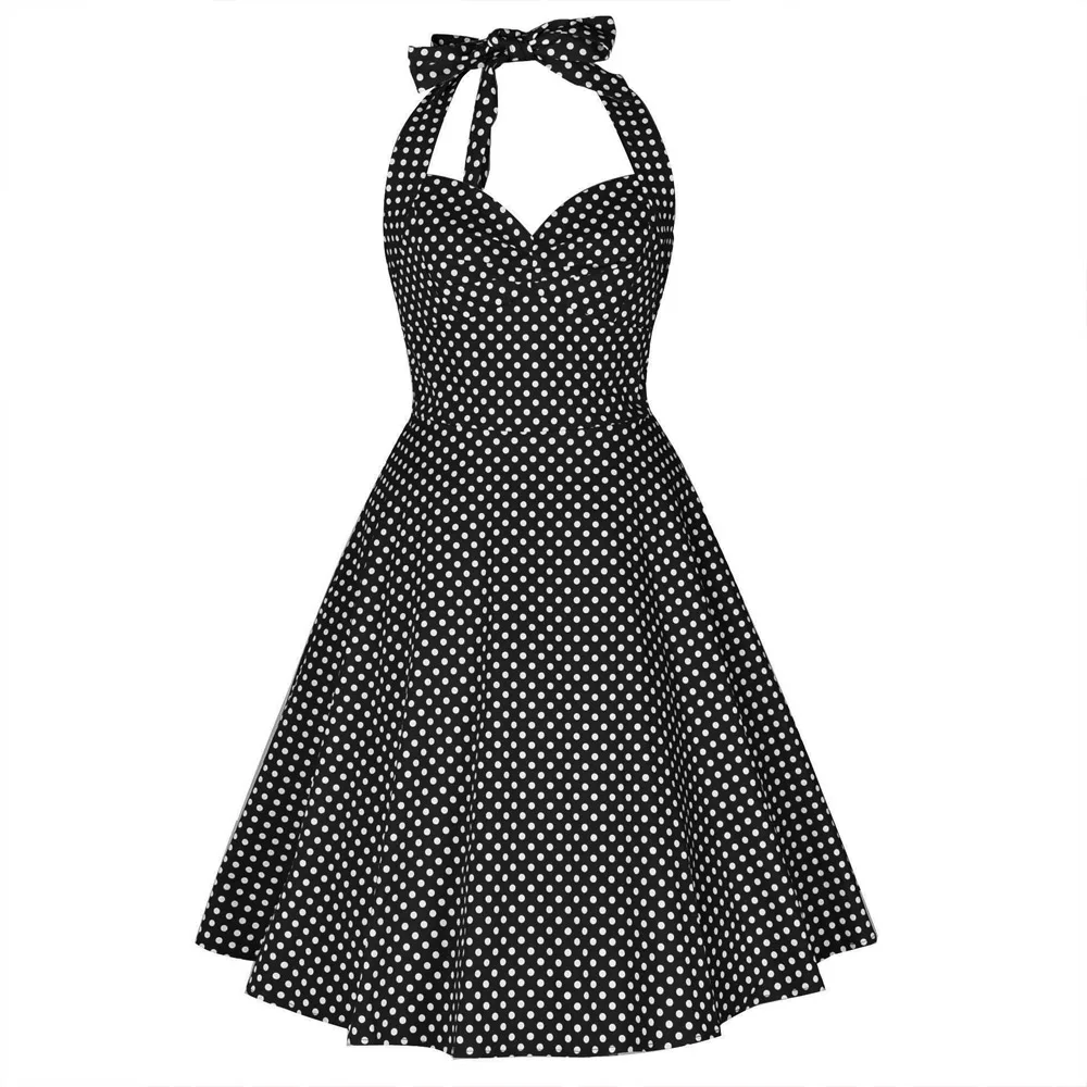 Женское хлопковое платье в горошек SISHION черное красное ТРАПЕЦИЕВИДНОЕ ПЛАТЬЕ с