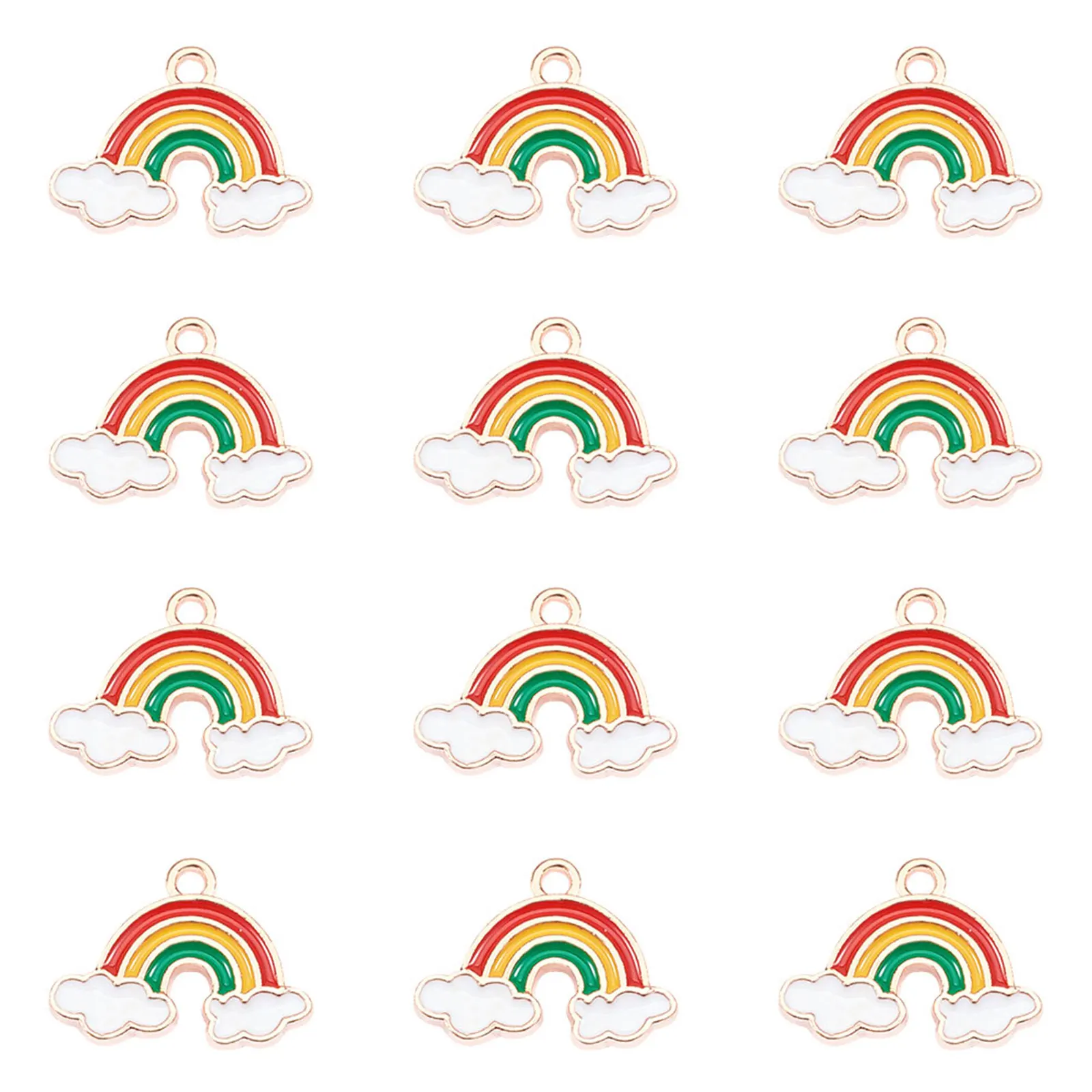 

40Pcs Enamel Rainbow Clouds Charms For Jewelry Making DIY Necklace Pendants Earrings Accessories 14x18.5mm