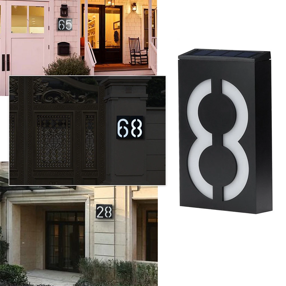 LED Solar Power Light Sign House Hotel Door Address Plaque Number Digits Plate Lamp Outdoor Home Wall new | Лампы и освещение