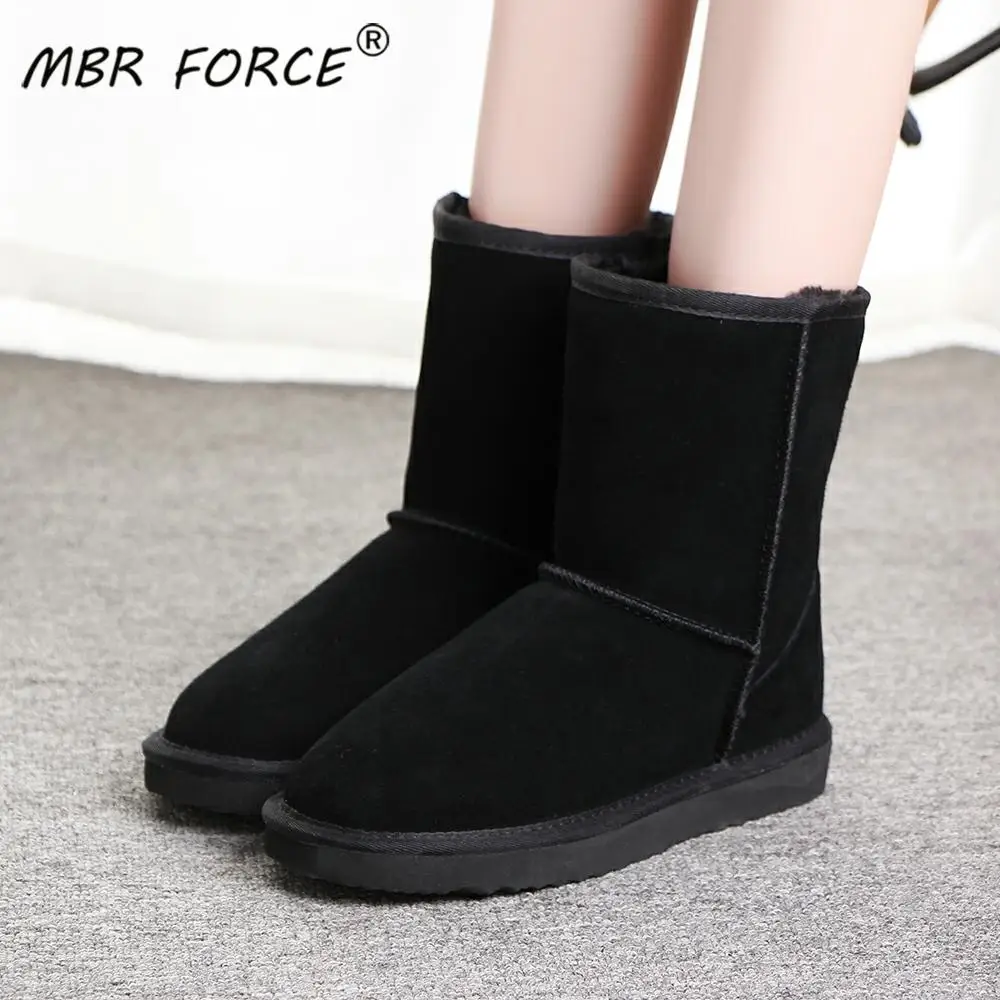 Женские замшевые ботинки MBR FORCE теплые зимние сапоги до середины икры из