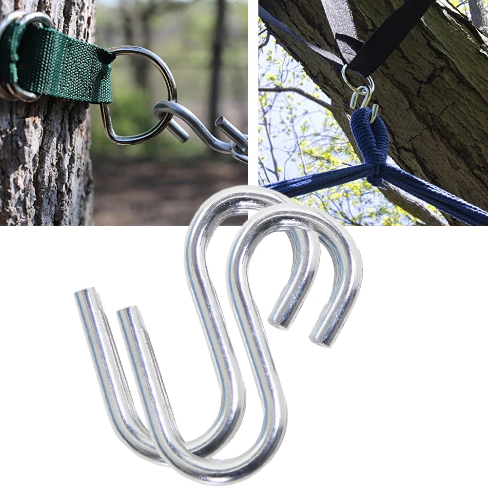 

2pcs Professional Stainless Steel Portable Travel Camping Hammock Hook Fishing Connecting S Shape Heavy Duty Durable Easy Apply
