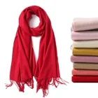 Роскошный брендовый однотонный кашемировый женский шарф, зимняя теплая шаль и обертывания, бандана, Пашмина, мягкое длинное толстое женское одеяло, 2019